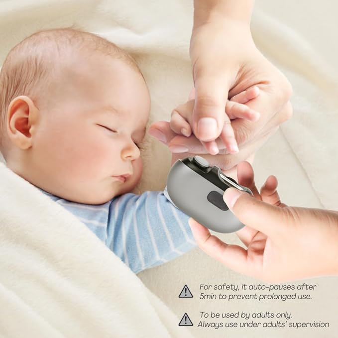 Electric Nail Clipper for Babies, Adults and Seniors, Baby Nail Clippers with Light and Built-in Nail Storage, Safe Electric Baby Nail Trimmer, Baby Nail Buffer, Automatic Electric Nail File