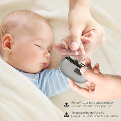 Electric Nail Clipper for Babies, Adults and Seniors, Baby Nail Clippers with Light and Built-in Nail Storage, Safe Electric Baby Nail Trimmer, Baby Nail Buffer, Automatic Electric Nail File