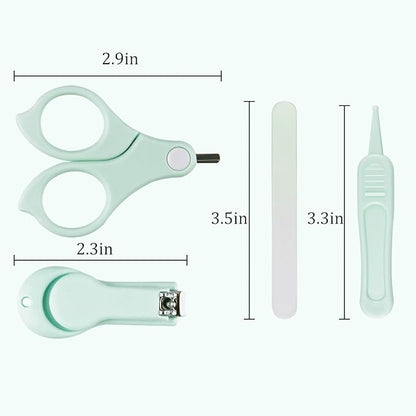 Baby Nail Kit, Baby Manicure Kit and Pedicure with Cute Owl Shape Case. Baby Nail Clipper, Scissor, Nail File & Tweezer for Newborn, Infant & Toddler, Mothers Day Gifts(Green)