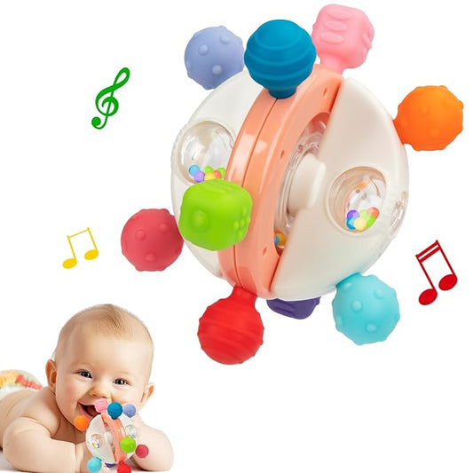 Baby Sensory Teething Toys, Montessori Baby Toys Teether 0-12 Months, 0-6 6-12 12-18 Months