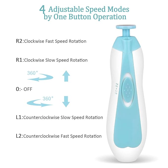 Baby Nail File Clippers Electric: Baby Nail Trimmer Electric Kit Fingernails Toes Care Manicure 6-in-1 Set with LED Light Safe for Newborn Kids and Adult