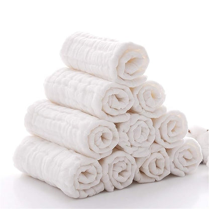 MUKIN Baby Washcloths - Natural Cotton Baby Wipes 10 Pack 12x12 inches