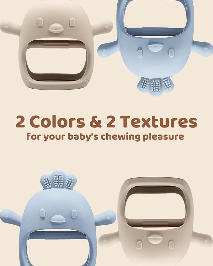 2 Packs Baby Teething Toy for 0-6 6-12 Months, Food Grade Silicone Teething Mitten