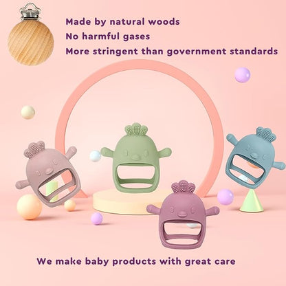 3 Packs Baby Teether Toy for 0-6 6-12 Months,Hold & Wear