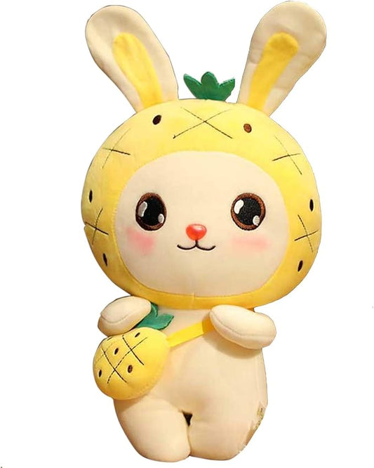 Cute Fruit Bunny Doll Strawberry Rabbit Doll Soft Cushion Pillow Plush Toy Animal Doll Creative Toy for Kids, Yellow