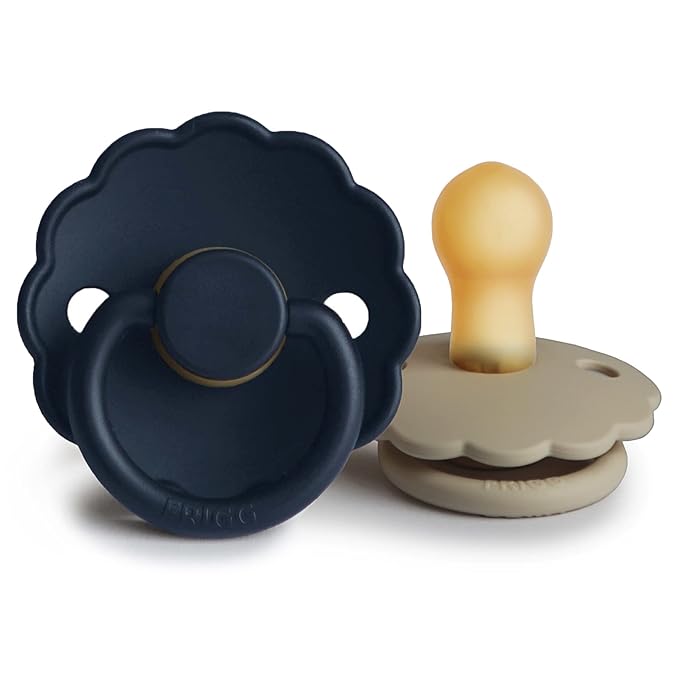 FRIGG Daisy Natural Rubber Baby Pacifier | Made in Denmark 0-6 Months) 2-Pack
