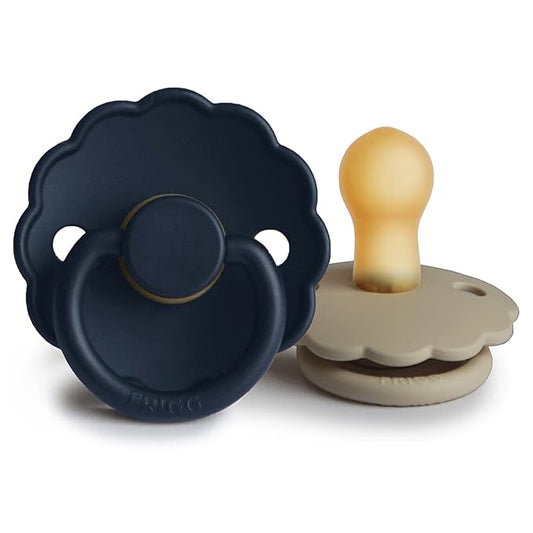 FRIGG Daisy Natural Rubber Baby Pacifier | Made in Denmark 0-6 Months) 2-Pack