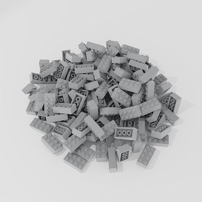 Classic Bulk Brick Block 2x4, 200 Piece Building Brick Light Gray 3001, Creative