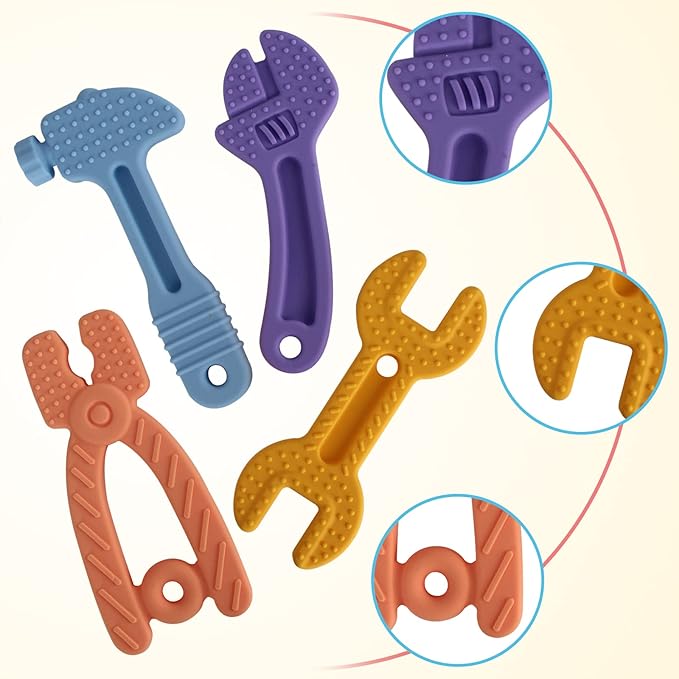 Fu Store 4 Pack Soft Silicone Teething Toys for Toddlers (8 Pack