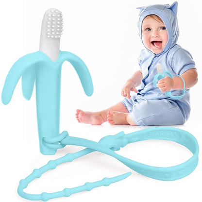 SHARE&CARE Baby Banana Teether and Baby Toothbrush, Baby Teether and Baby Chewing Toys for Infants
