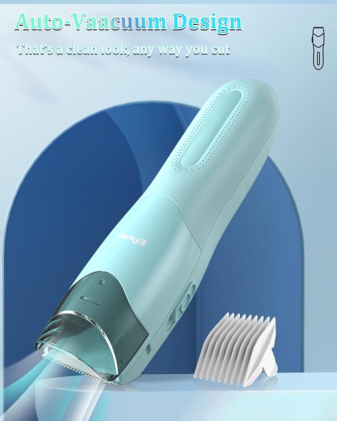 ENSSU Vacuum Hair Clippers for Kids, Rechargeable Vacuum Hair Cutter with 2 Modes for Children/Infant/Men, Waterproof Baby Hair Clippers Trimmers Cordless Haircut Kit in Large Hairs Storage Space