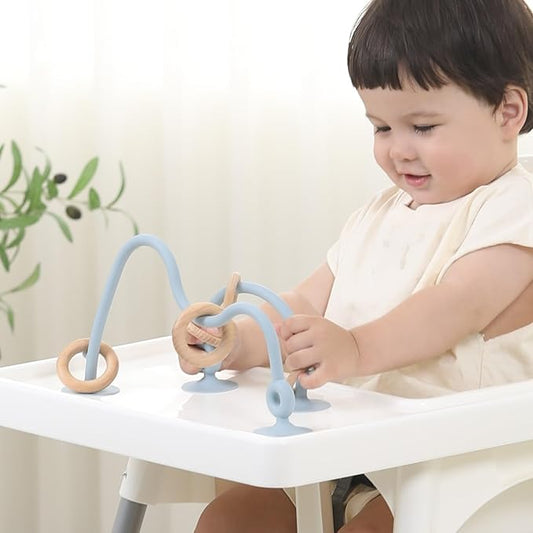 High Chair Toys with Suction Cups | Silicone & Wooden High Chair Suction Cup Toys for Babies 6-12 Months