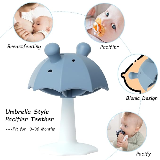 Umbrella Baby Teether with Suction Base, Keeping Babys Busy 0-6 Months, 6-12 Months 12-24 Months,