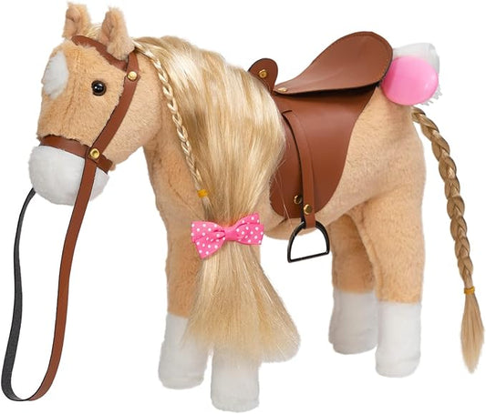 HollyHOME Palomino Horse Stuffed Animal Pretty Pony Plush Toy Pretend 11 inches