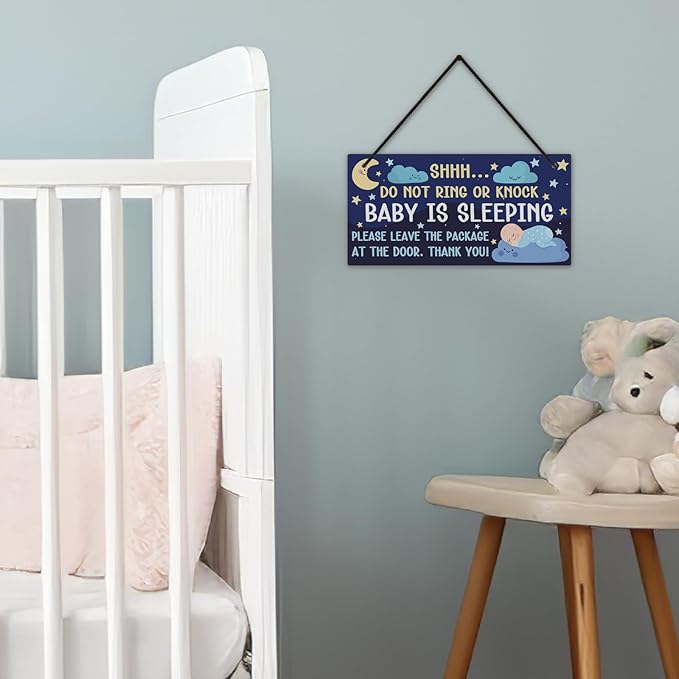 Putuo Decor Baby Sleeping Door Sign for Front Door PVC