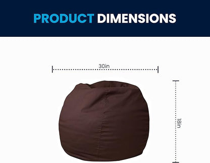 Flash Furniture Dillon Small Bean Bag Chair for Kids and Teens, Foam-Filled Beanbag Chair with Machine Washable Cover, Brown