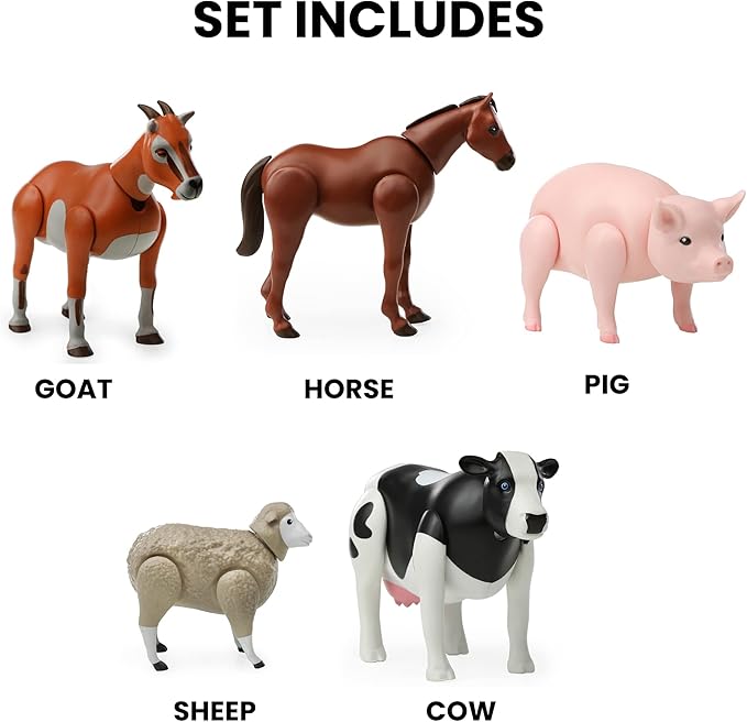 Beverly Hills Doll Collection Farm Animal Toys Set of 5, Large Toy Farm Animals for Toddlers