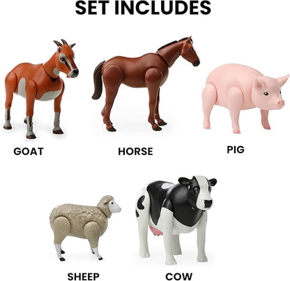Beverly Hills Doll Collection Farm Animal Toys Set of 5, Large Toy Farm Animals for Toddlers