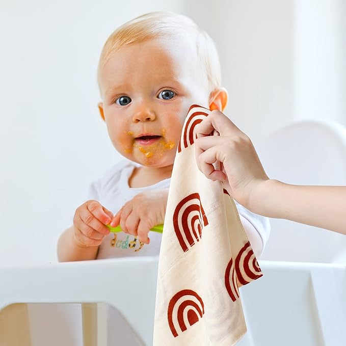 LifeTree Baby Muslin Washcloths, Soft 6 Pack Baby Wash Cloths Unisex for Boys Girls 70% Viscose 30% Cotton 10.2x10.2 inches