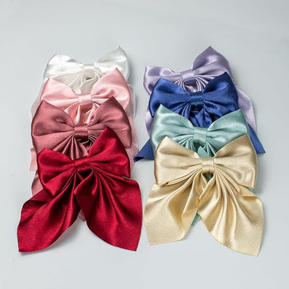 5 Inch Large Satin Hair Bows Alligator Hair Clips, Swallowtail 8Pcs for satin8pcs)