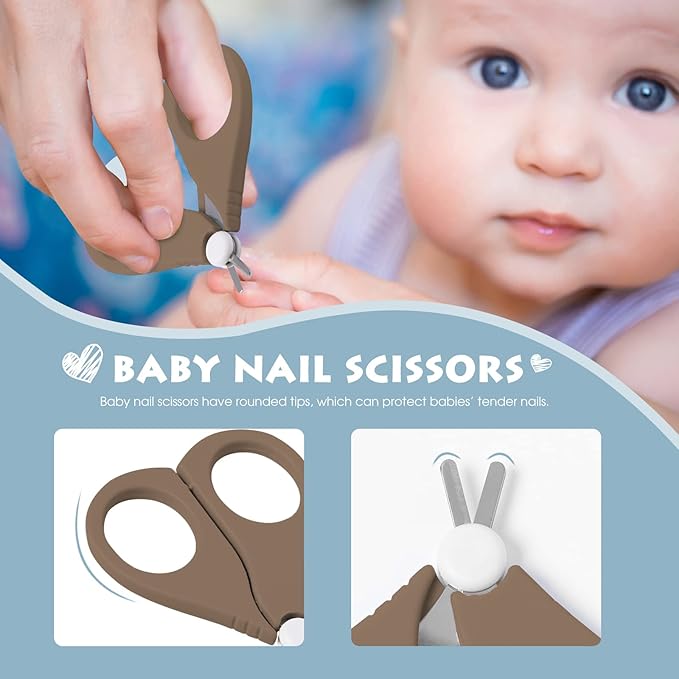 Baby Nail Clippers Set, Baby Nail Kit with Cute Case, Infant Manicure and Pedicure Health Grooming Care Can for Newborn, Kids and New Parents As Shower Gifts (Bronze Bear)