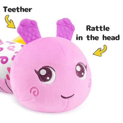 Infant Baby Musical Stuffed Animal Activity Soft Toys with Multi-Sensory Crinkle, Rattle and Textures 0-3-6-12 Months