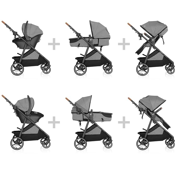 Evenflo Shyft Intuiti Travel System with Revolve180 LiteMax NXT Rotational Infant Car Seat (Fossil Gray)
