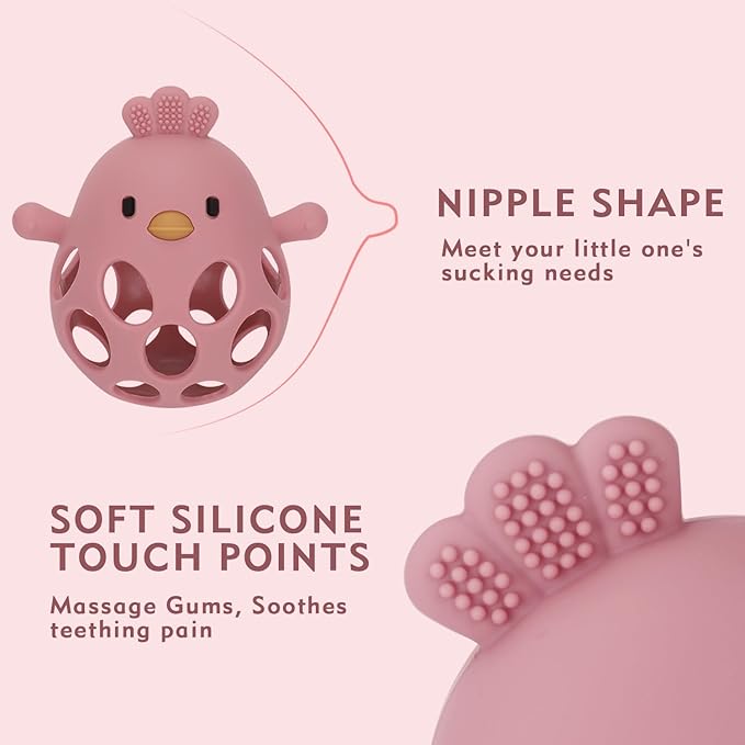 Socub Food-Grade Silicone Teether Toy for Babies 0-6, 12 18 Months