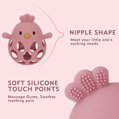 Socub Food-Grade Silicone Teether Toy for Babies 0-6, 12 18 Months