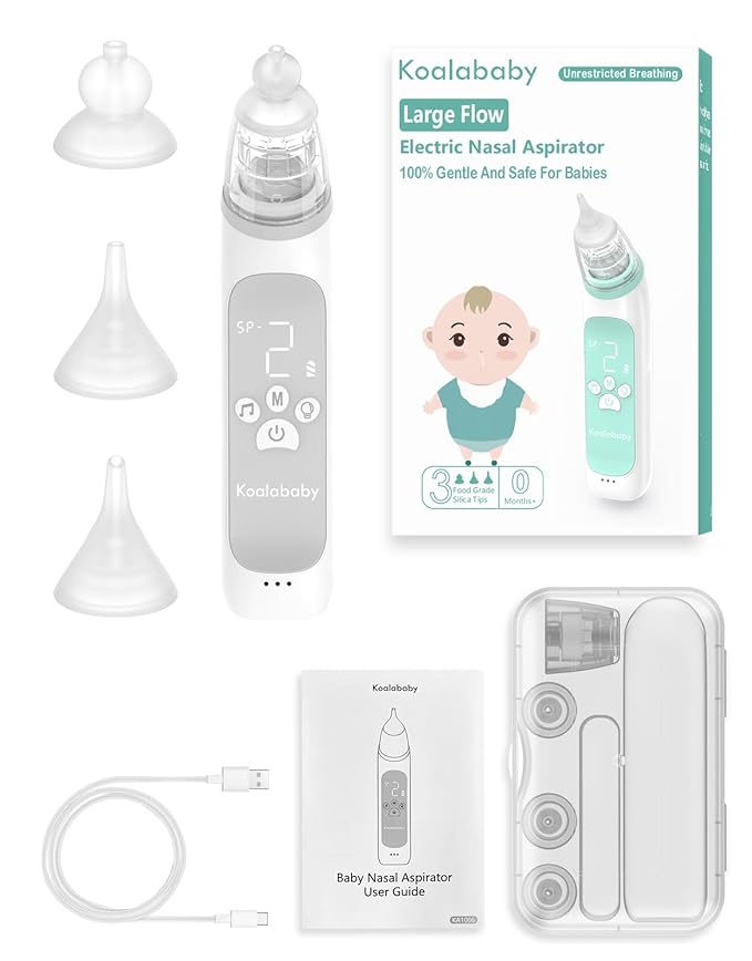 Large Flow Electric Nasal Aspirator, Newest Nose Sucker for Baby 3 Suction