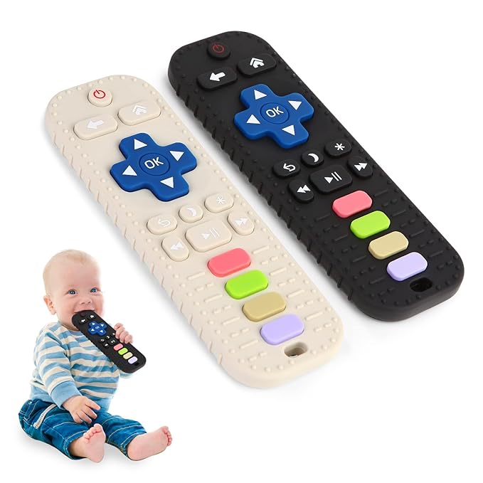 Hooku 2 Pack Silicone Teethers for Babies 0-6 Months, Teething Toys for Babies 6-12 Months 0-3 Months,