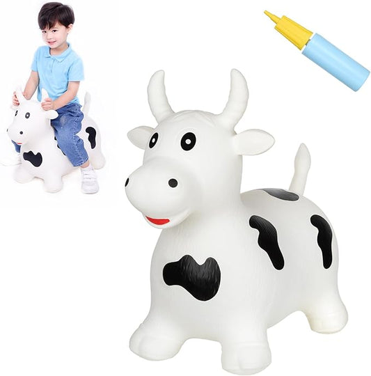 INPANY Inflatable Cow Farm Animal Hopper Toys for 1 2 Year Old Boy Gifts, Ride on Toddler Hopping Bull Toys