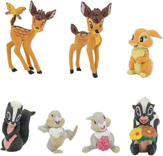 GHTERT 7 Pcs Lovely Fawn Deer Animal Figurines Toys Mini Figure Collection Playset, Cake Topper Toy Doll Set