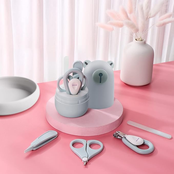 6-in-1 Baby Grooming Set, Natural Wooden Hairbrush and Comb, Nail Clippers,Nail Scissors, Nail File and Tweezers for Kids and Newborns in Nice Gift Box