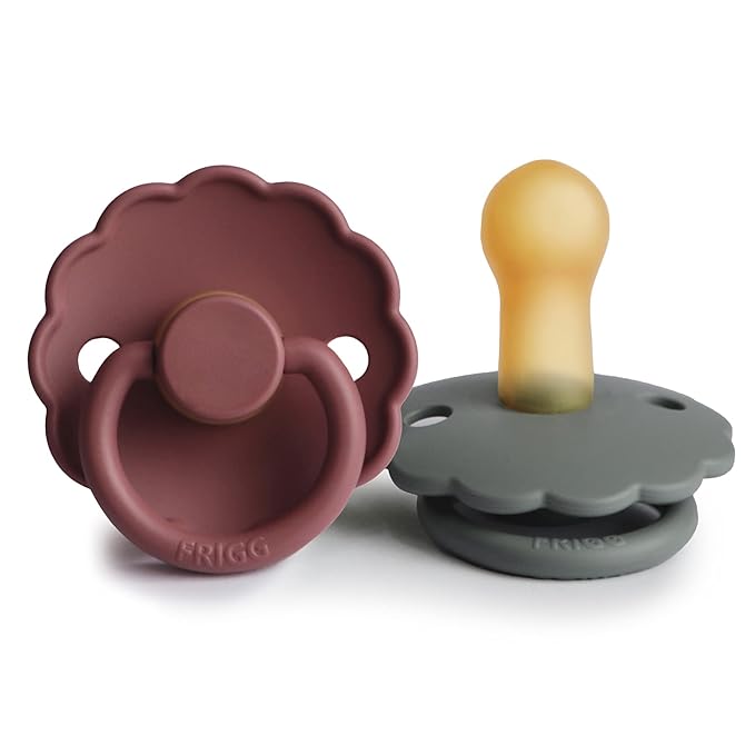 FRIGG Daisy Natural Rubber Baby Pacifier | Made in Denmark 6-18 Months) 2-Pack