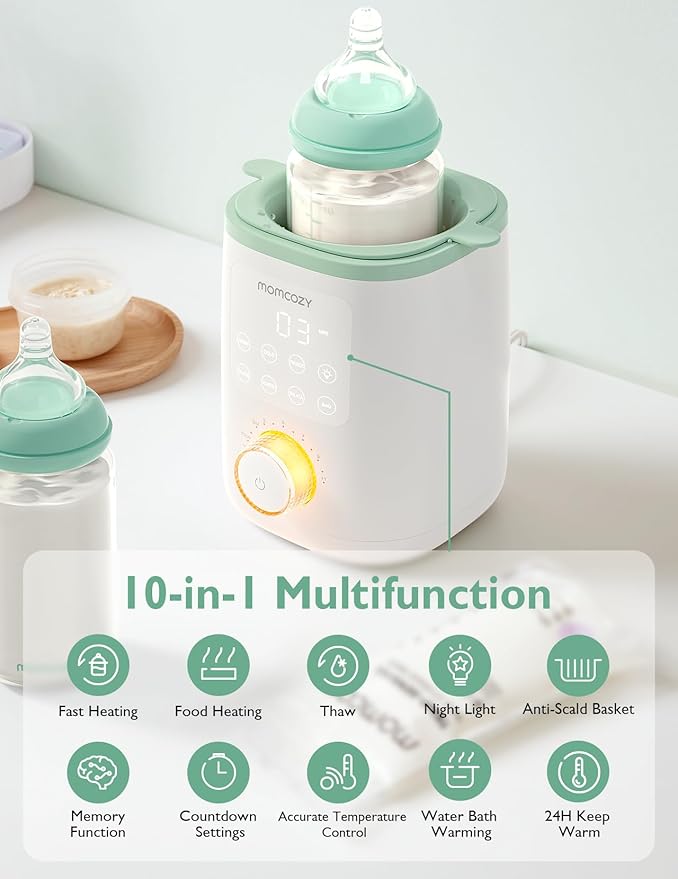 Momcozy Nutri Bottle Warmer, 9-in-1 Baby Bottle Warmer with Night Light, Accurate Temperature to Preserve Fullest Nutrients in Breast Milk, Bottle Warmers for All Bottles with Breastmilk or Formula