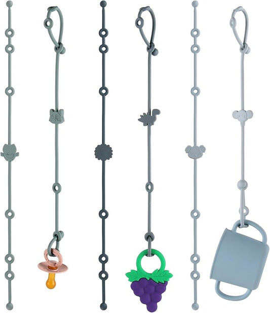 6-Pack Baby Toy Straps, Silicone High Chair & Stroller Straps