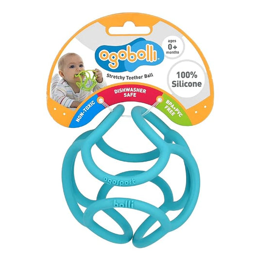 OgoBolli Teether Ring Tactile Sensory Ball Toy for Babies & Toddlers - Stretchy, Squishy 6+ Months