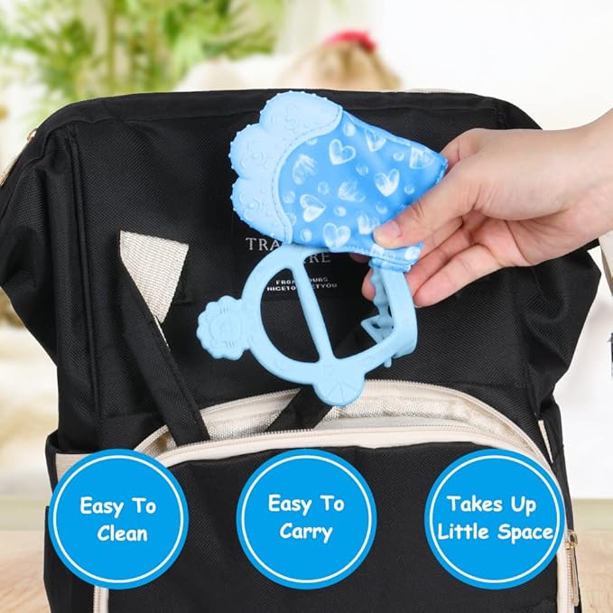 Vicloon Silicone Teething Mitt, 2Pcs Baby Teething Mitten 0-6month Infants