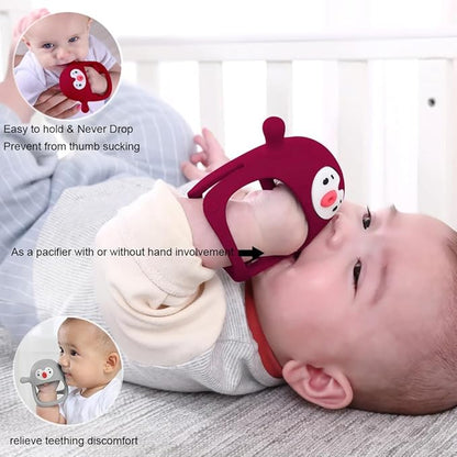 Smily Mia Smily Mia Penguin Teethers, Silicone TeethingToys for Babies 0-6Months 3-6Months, Hand