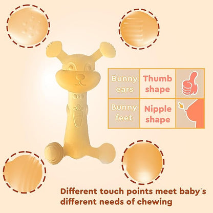 Baby Bunny Teething Toy ’╝īBaby Teether for Teething Relief’╝?00% Food-Grade Silicone Teething Toys for Baby 0-6, 12 18 Months
