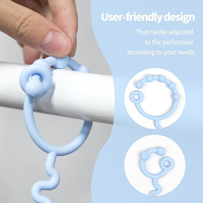 Toy Straps, Pacifier Holder Clip with Self-Adjusting Bayonet Chairs(Blue-3ps)