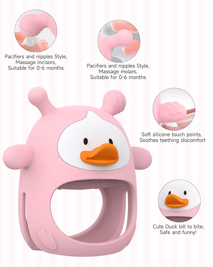 Teething Toys for Babies 0-6 Months, Never Drop Silicone Baby Teether