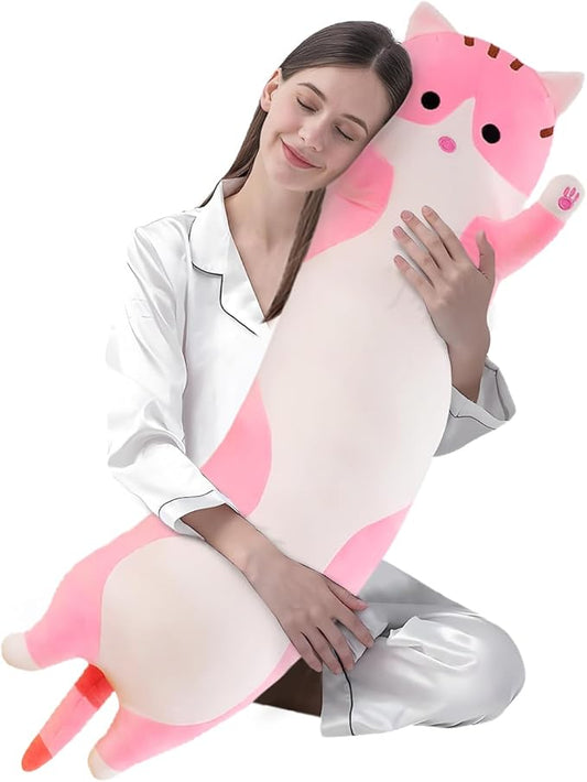 shangman Lovely Plush Cat Doll Cute Cartoon Soft Stuffed Kitten (Pink,110cm/43.3in)