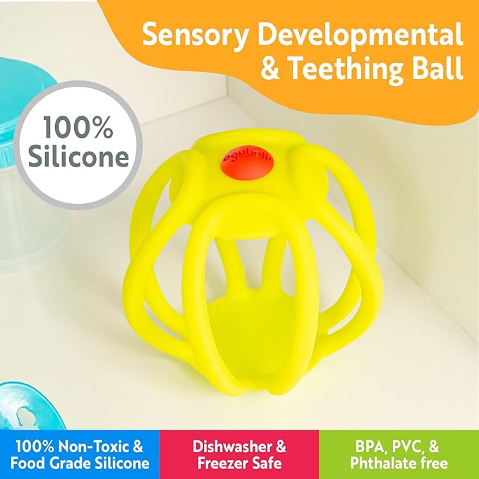 OgoBolli Poppi Teether Ring Tactile Sensory Ball and Pop Up Popper Toy for Babies & Toddlers - Stretchy, Squishy 6+ Months