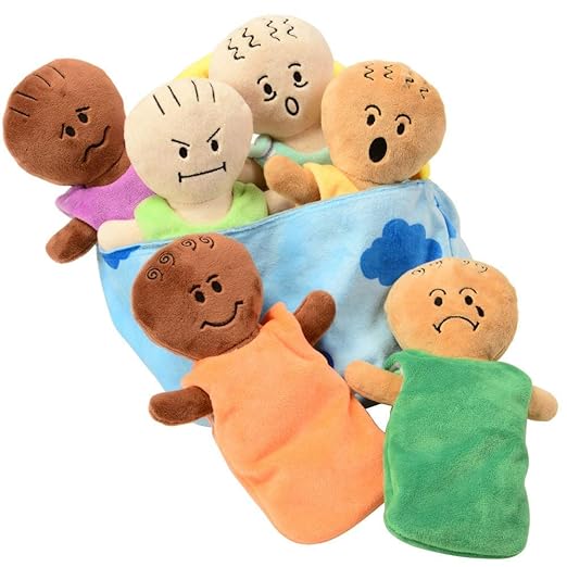Constructive Playthings 6-Piece Expression Plush Baby Dolls Set for Social Emotional Learning, Plush Multicultural Sensory Cloth Babies Toy Set