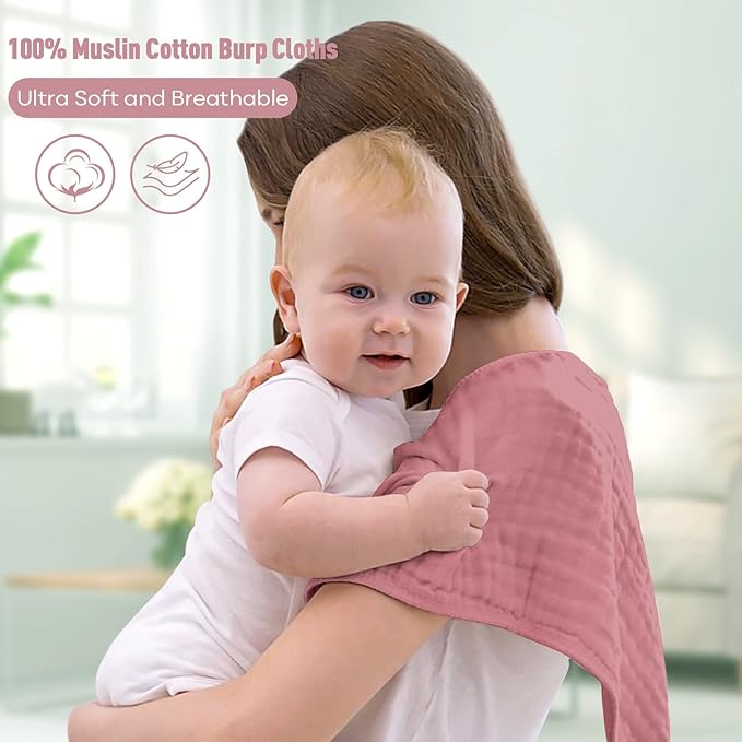 Yoofoss Muslin Burp Cloths for Baby 10 Pack 100% Cotton 20''X10'' Super