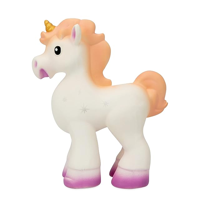 Nuby Penny The Unicorn Super Soft Teether Toy with Squeaker, 100% Natural