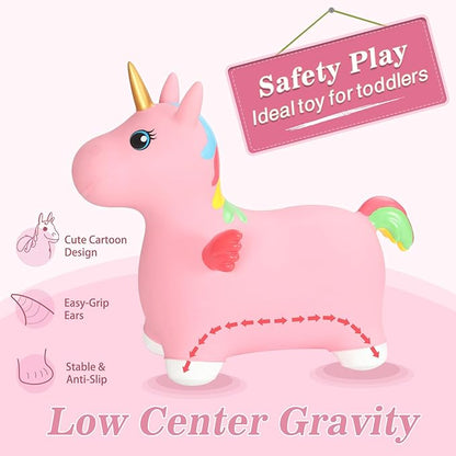 INPANY Unicorn Bouncy Horse Toys for 2 Year Old Girls, Toddler Inflatable Hopper/Bounce Horse/Hopping Horse 3 4,