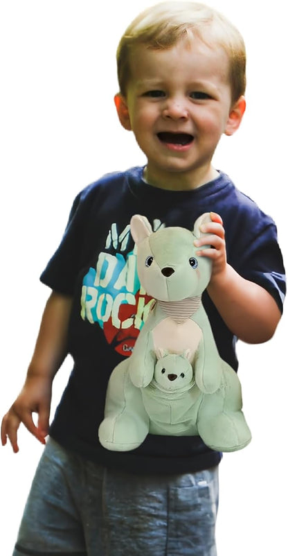 Kangaroo Stuffed Animal Plush Doll - Mother Kangaroo with Removable Child Kangaroo Plushies, Adorable Plushie for Ages 3 and Up (Green,10.23 inch)